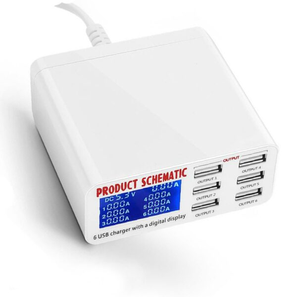 Estação de Carregamento de 6 Portas USB QC3.0 30W Schematic 899