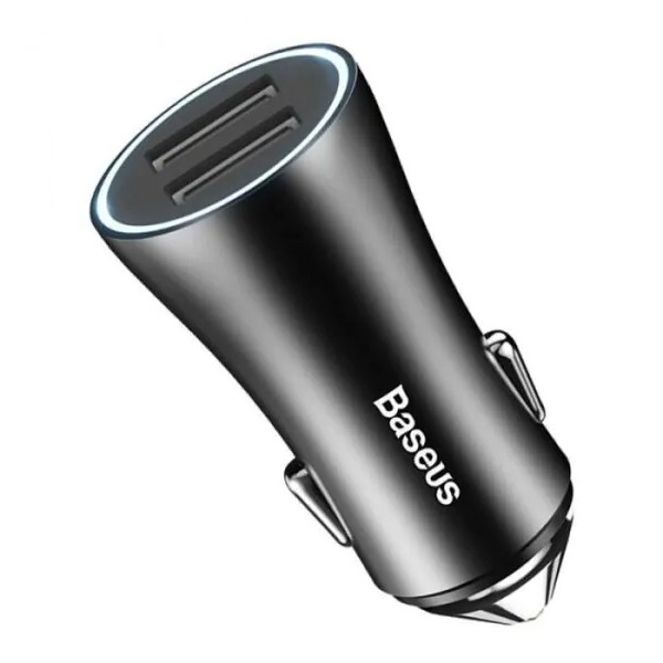 Carregador Isqueiro Baseus USB Duplo Preto 